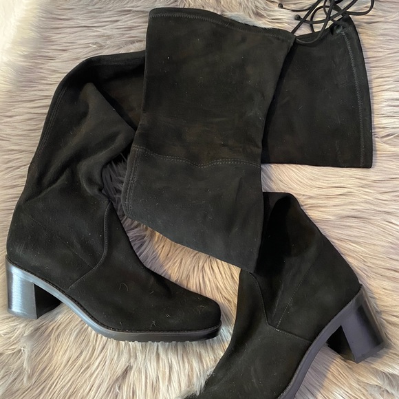 Stuart Weitzman The Tieland Boot Black Suede 9 - Picture 3 of 9